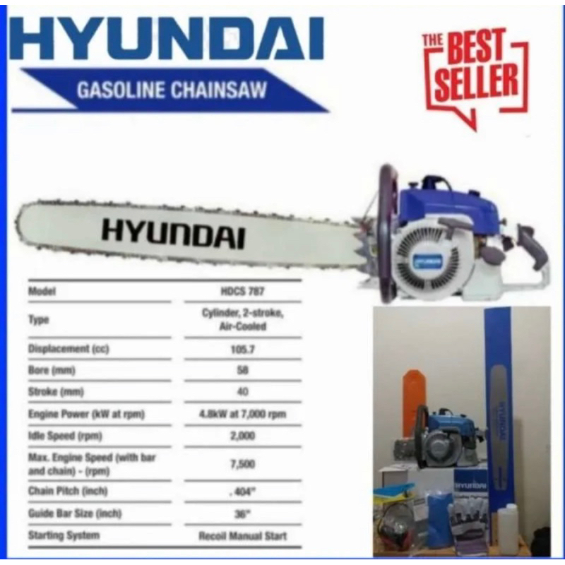 CHAINSAW HDCS 787 36 inch CHAINSAW BESAR 070 SENSO MESIN GERGAJI BESAR MEREK HYUNDAI