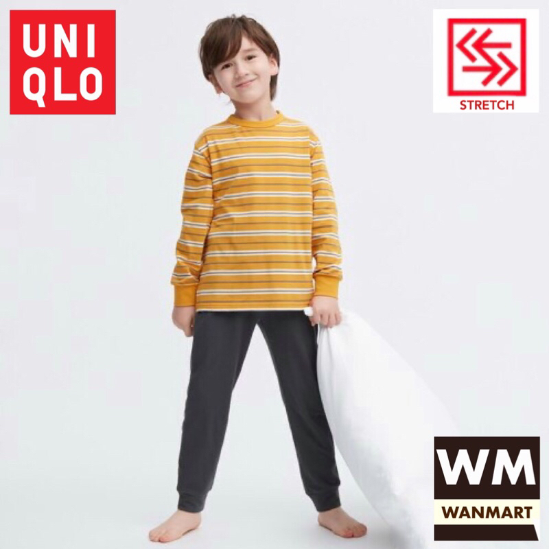 UNIQLO Set Kids Setelan Piyama Anak Laki Perempuan Ultra Stretch Yellow