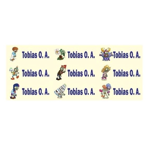 

stiker label nama water proof tahan air vinyl size 4,5x1,7cm zombie 4