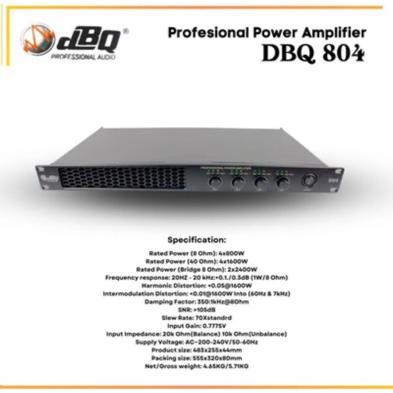 Power Amplifier DBQ 804 Clas D 800Watt 4 Channel