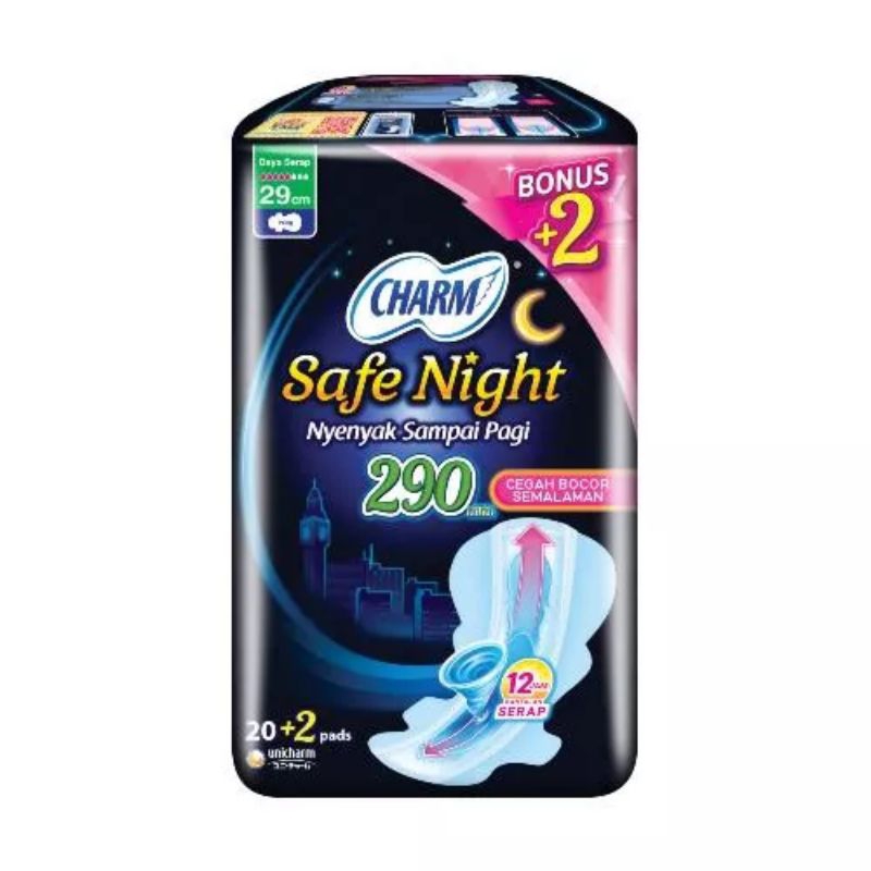 charm safe night 290 cm isi 20 pads