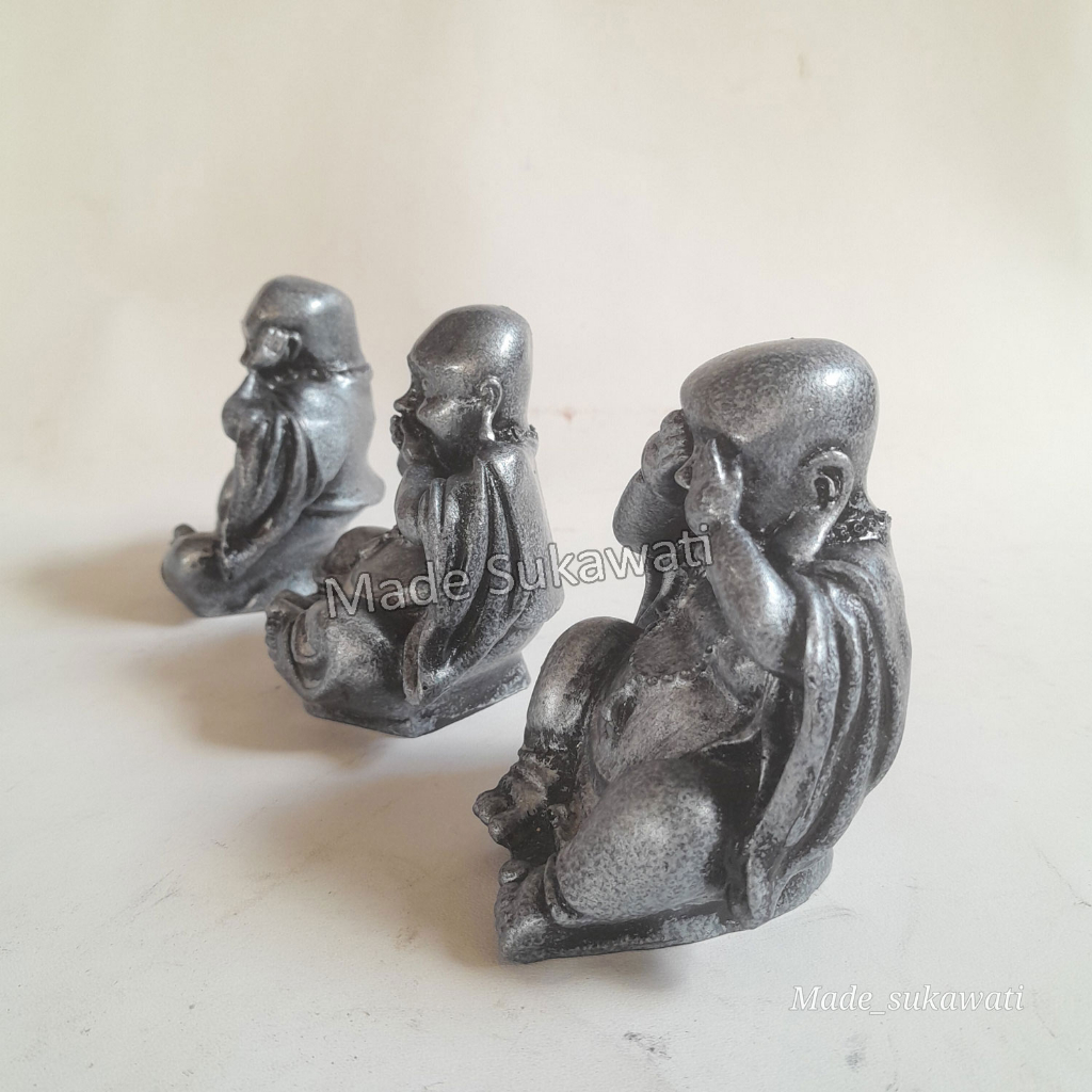 Set 3Pcs Patung Orang Tua Pekong Mini Tertawa Gembira Ria