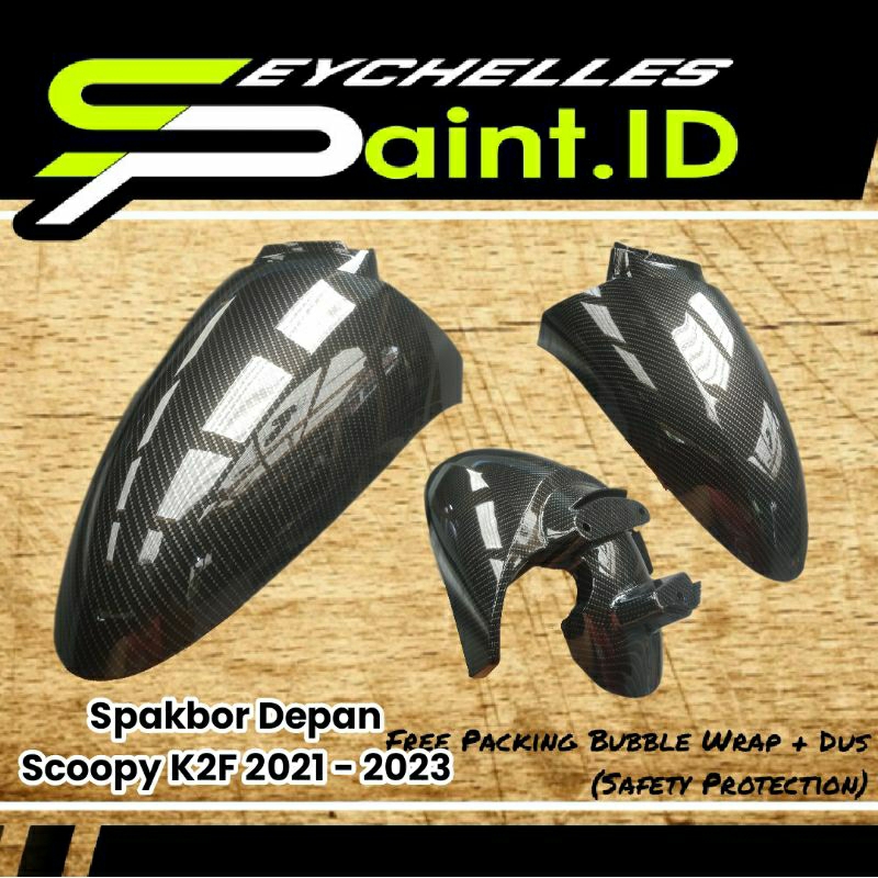 Cover Carbon Spakbor Depan Scoopy Prestige 2021 - 23  Motif Kevlar