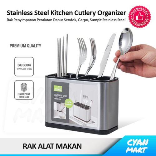 

Dijual Rak Dapur Sendok Garpu Sumpit Stainless Steel Kitchen Cutlery Storage - H2740 - Silver Murah