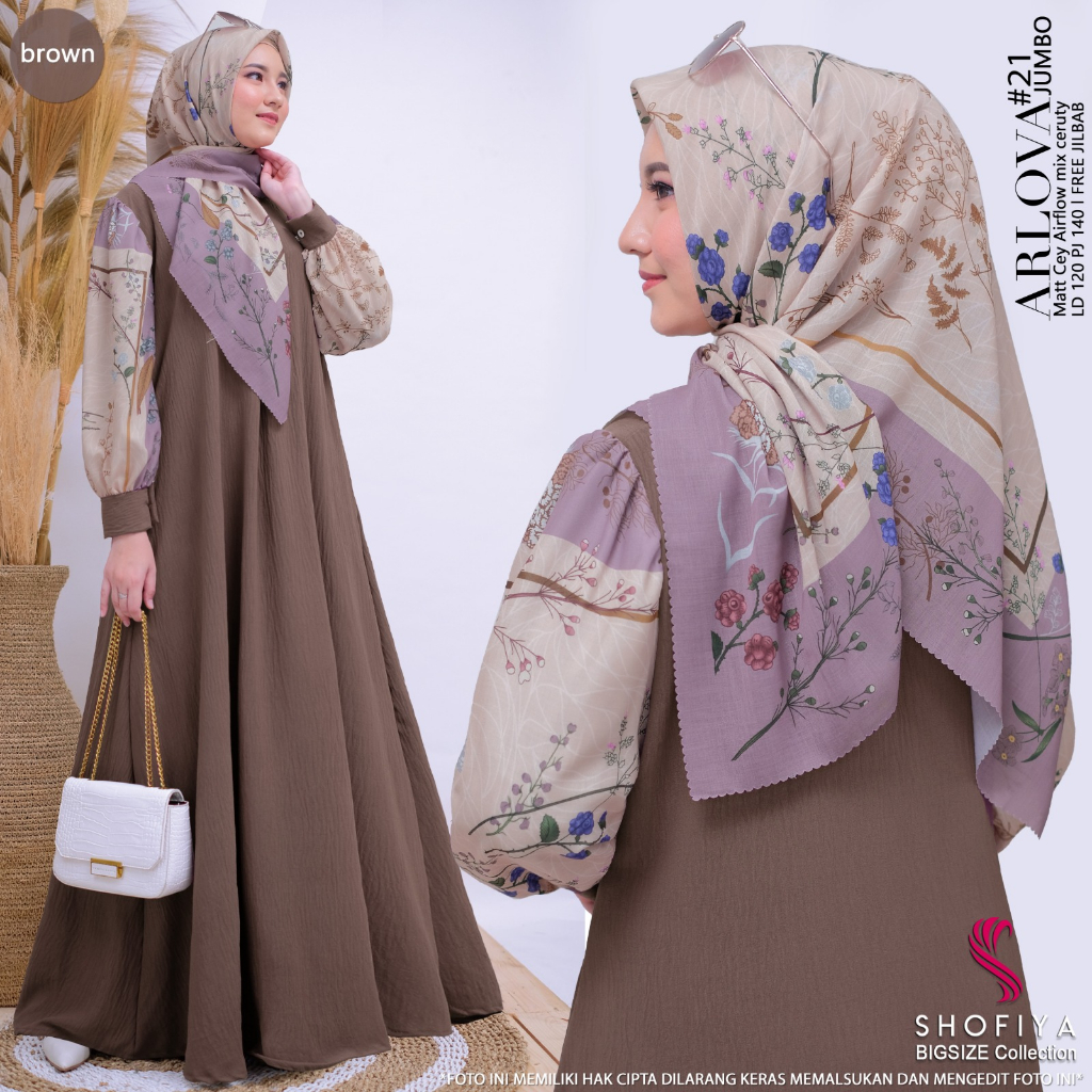 arlova21 pakaian baju gamis syari gaun long dress dres longdress maxi maxy jumbo xxl ld 120 one set 