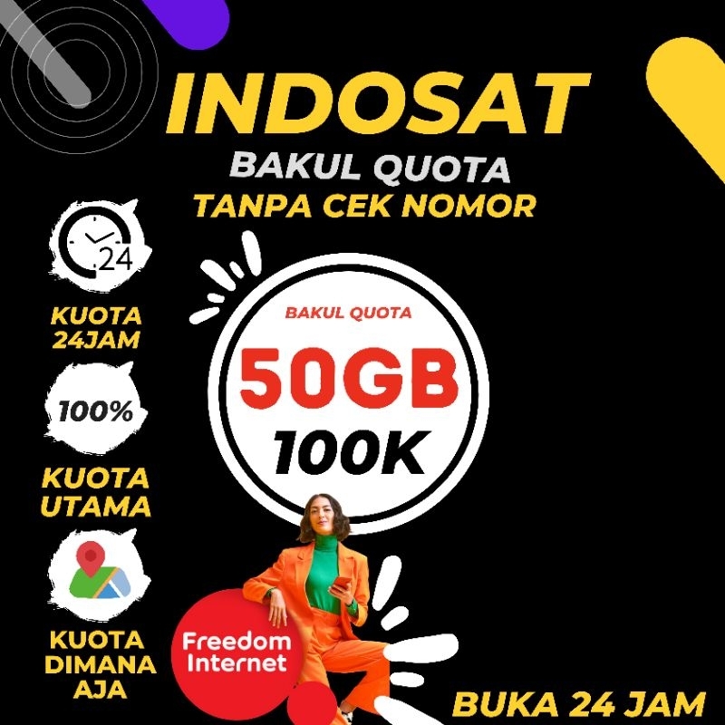 paket data ISAT Indosat freedom 50gb 100GB 200GB kuota IM3