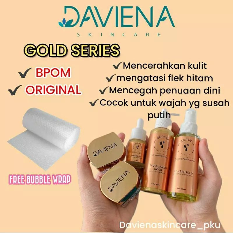 DAVIENA SKINCARE GOLD SERIES CREAM MEMBERSIHKAN FLEK HITAM DAN MENCERAHKAN