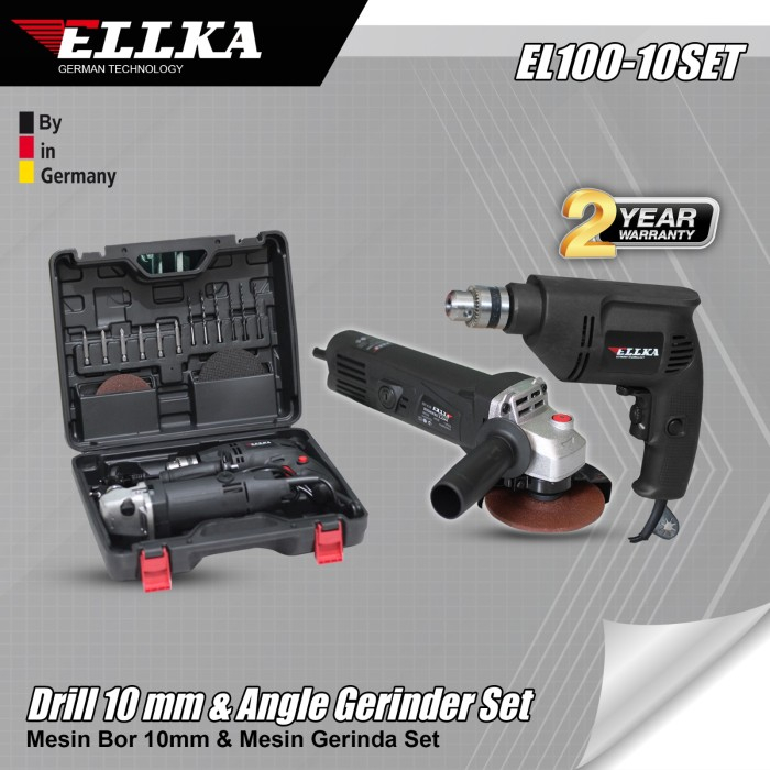 REAL PICT PAKET Mesin Gerinda + Mesin Bor Listrik 2 Arah Bolak Balik 10MM Impact Drill Listrik | Pak