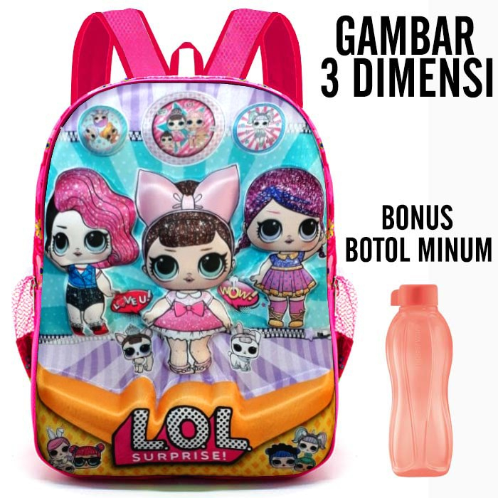 Tas Ransel Sekolah SD SMP anak perempuan LOL Bonus botol Minuman