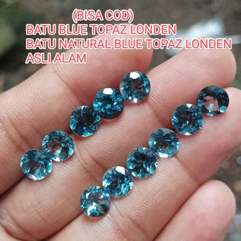 BATU NATURAL BLUE TOPAZ LONDEN UKURAN 6MM, ORIGINAL BATU 100% ALAM