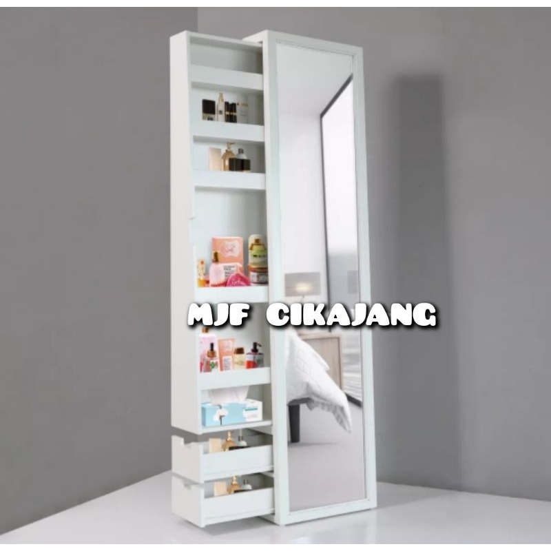 Stending miroor Cermin full body Lemari Cosmetik Rak kerudung Cermin panjang pakai 2 laci Murah anti