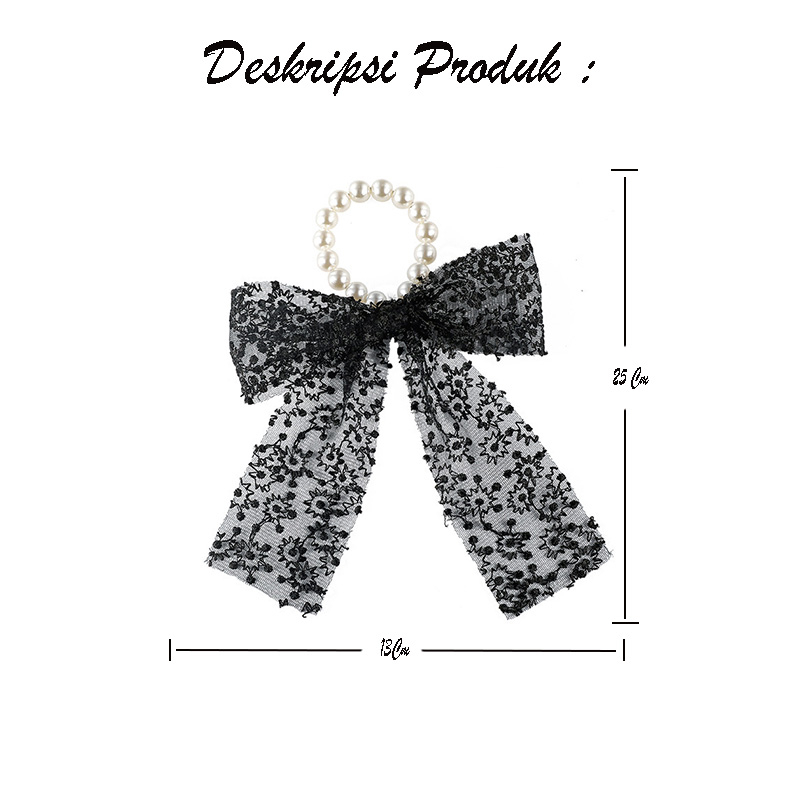 MAdley Hairtie Cantik iKat Rambut Wanita Gaya Korea Dgn Hiasan Mutiara Pita Scrunchie Anak &amp; Dewasa KCR11