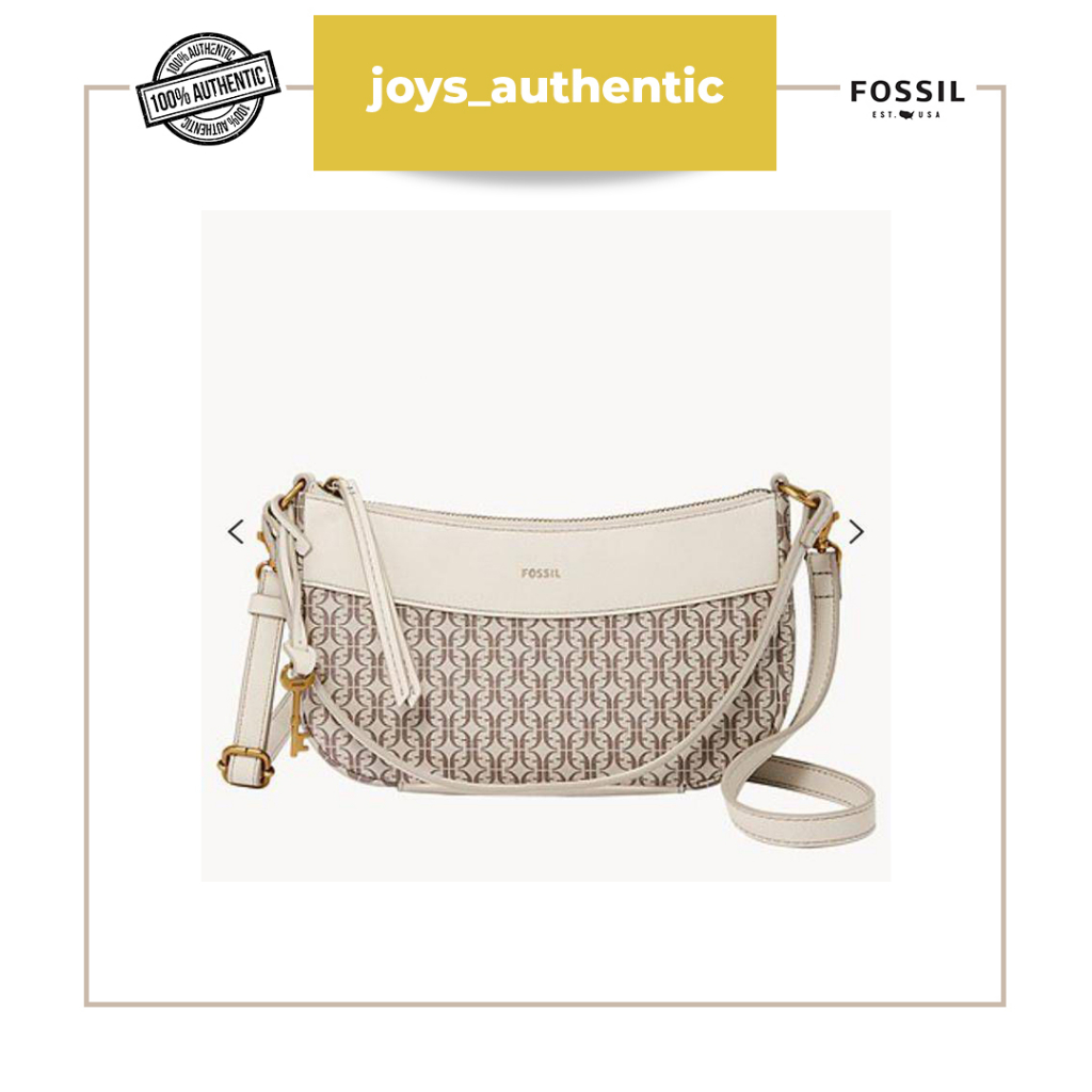 Tas wanita Fossil Skylar baguette crossbody bag putih bone woman bag authentic original
