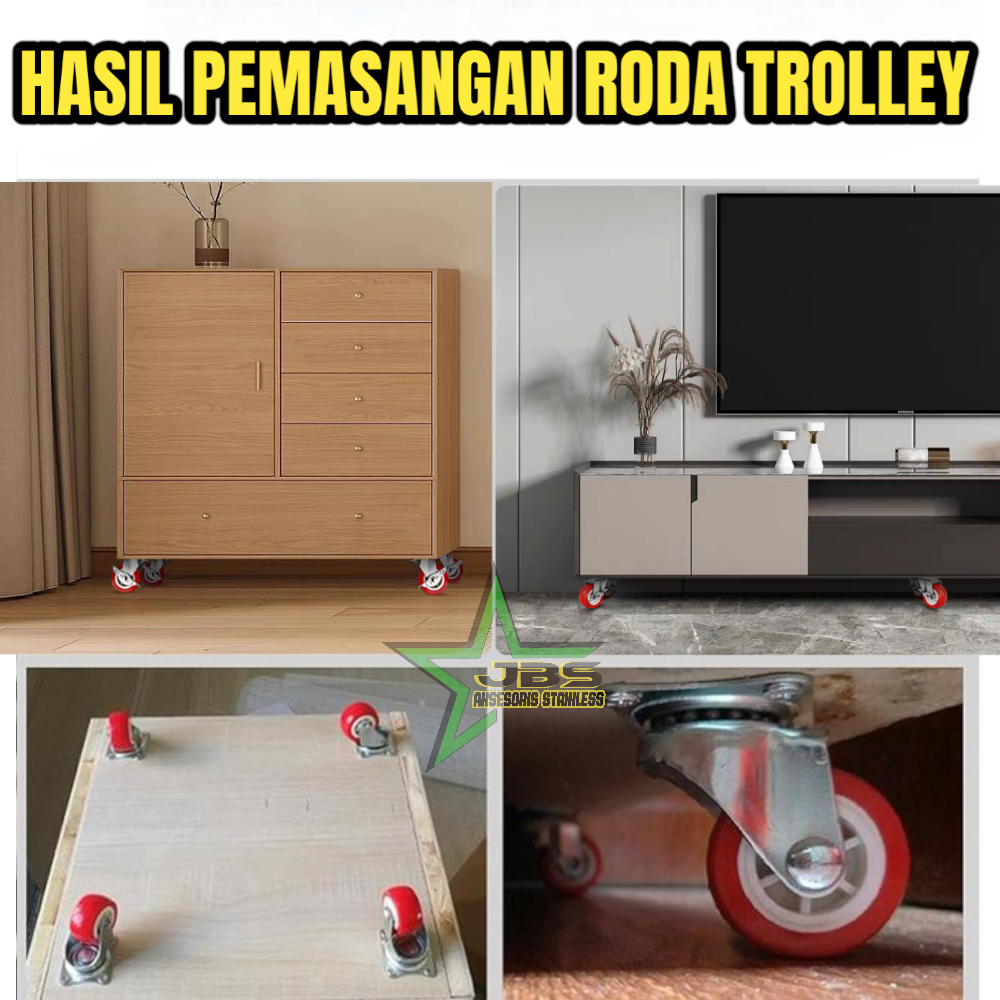 RODA TROLI PU MERAH 3 INCHI | MATI | HIDUP | HIDUP + REM