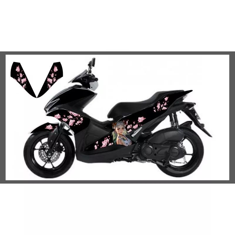 Striping Transparan Aerox NVX 155 Custom Desain Anime Sakura