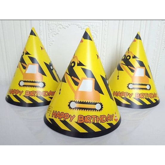 topi kerucut excavator / topi ultah excavator / topi kerucut custom excavator