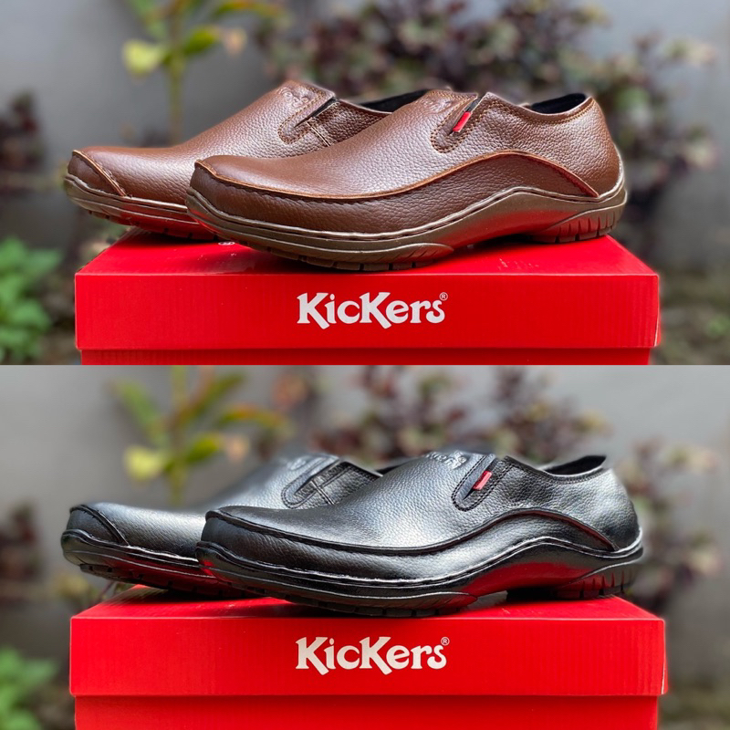 Sepatu slip on pria kulit sepatu kickers 072 sepatu casual kulit sepatu formal pria