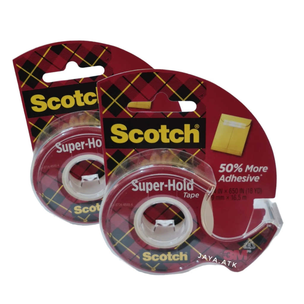 

SOLASI 3M SCOTCH SUPER HOLD TAPE EKSTRA KUAT CAT. 198 19MM X 16.5 M PEREKAT SELOTIP