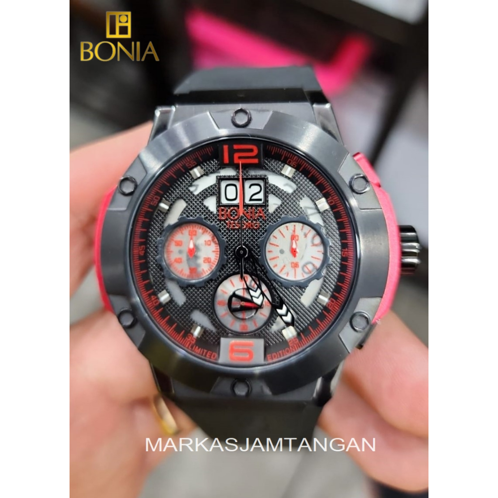 Jam Tangan Pria Bonia Tesoro BNB-10128 BNB10128 Limited Edition Chronograph Rubber Men Watch TERMURA