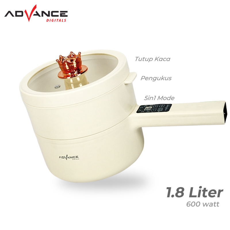 ADVANCE Panci Listrik 1.8L Panci Penggorengan Keramik Elektrik Free Steamer C-350