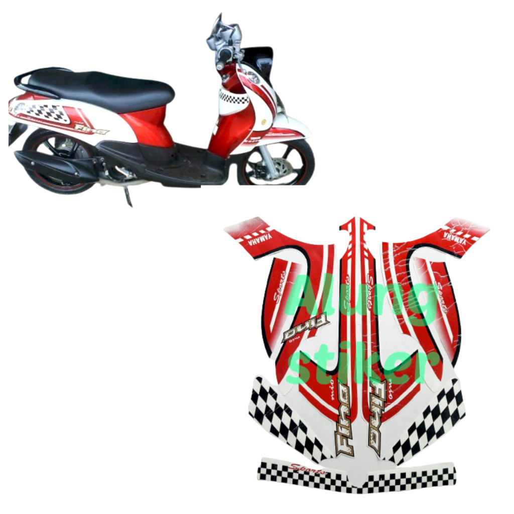 STIKER STRIPING LIS LES BODY MOTOR FINO 2012 FULL PUTIH-MERAH