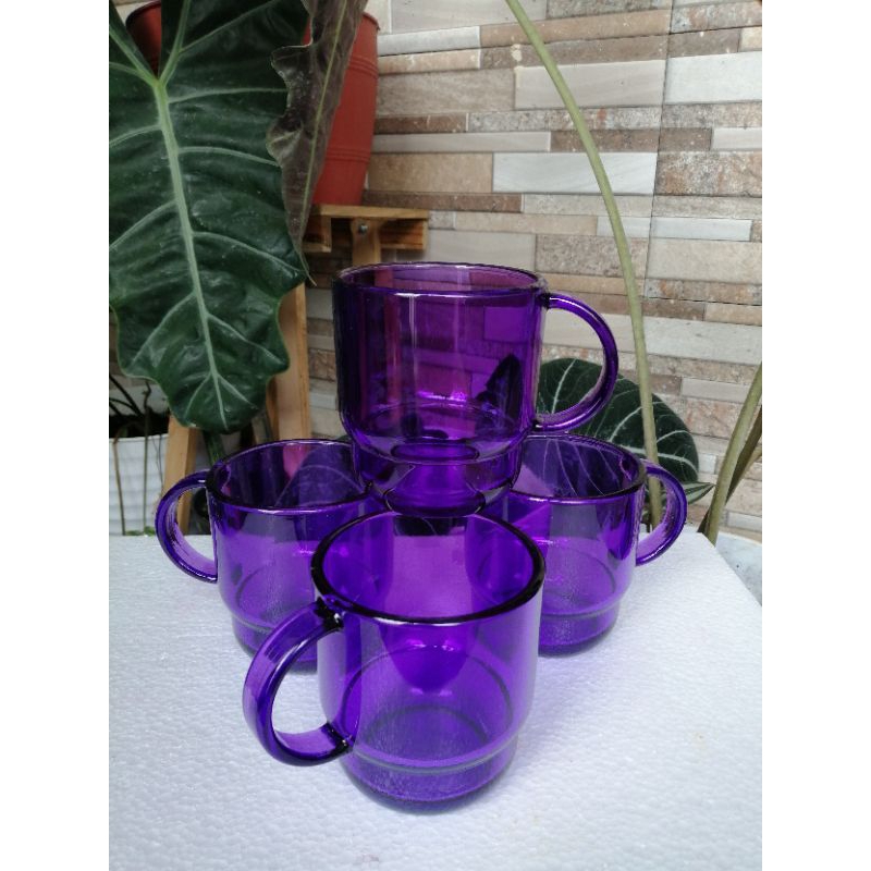 clear mug ungu / coffe mug ungu tupperware