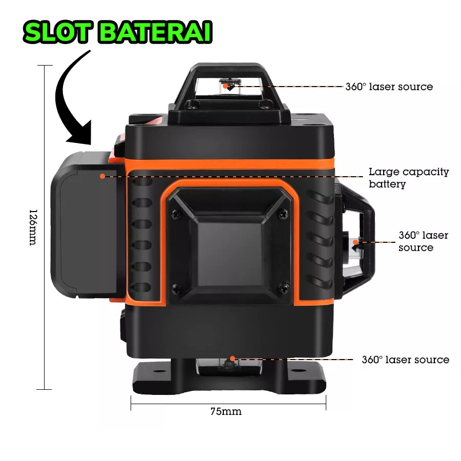 Baterai laser level 16 Lines 12 Lines 5 Lines Baterai Universal Tingkat Laser 16 Lines Kapasitas Besar Laser Level baterai