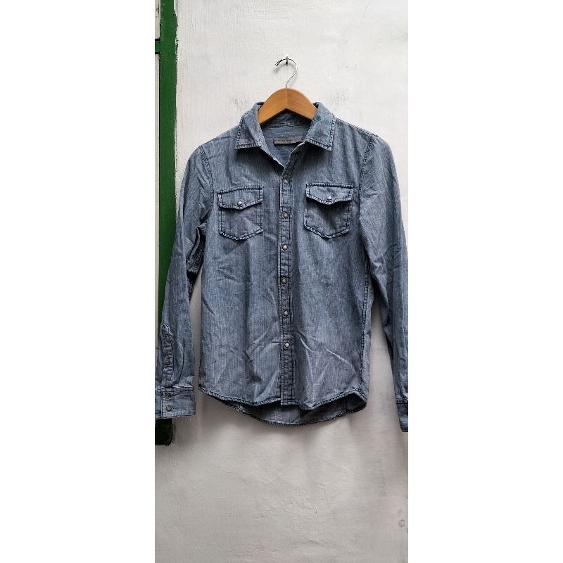 Kemeja Jeans Giordano Snap Button