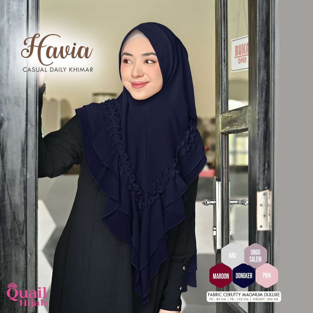 Quail Hijab - HAVIA KHIMAR 2 LAYER ORI QUAIL CERUTY PREMIUM
