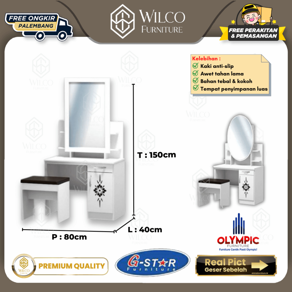 Meja Rias Olympic G-Star + Cermin KARIN VHIA / Meja Rias Minimalis Murah
