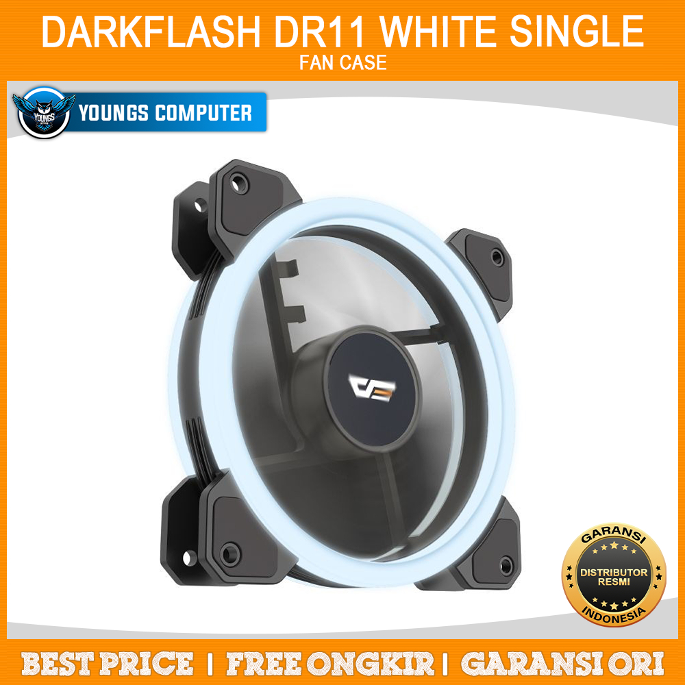 AIGO DARKFLASH DR11 White LED Fan Case Ring Putih 12CM Kipas Casing