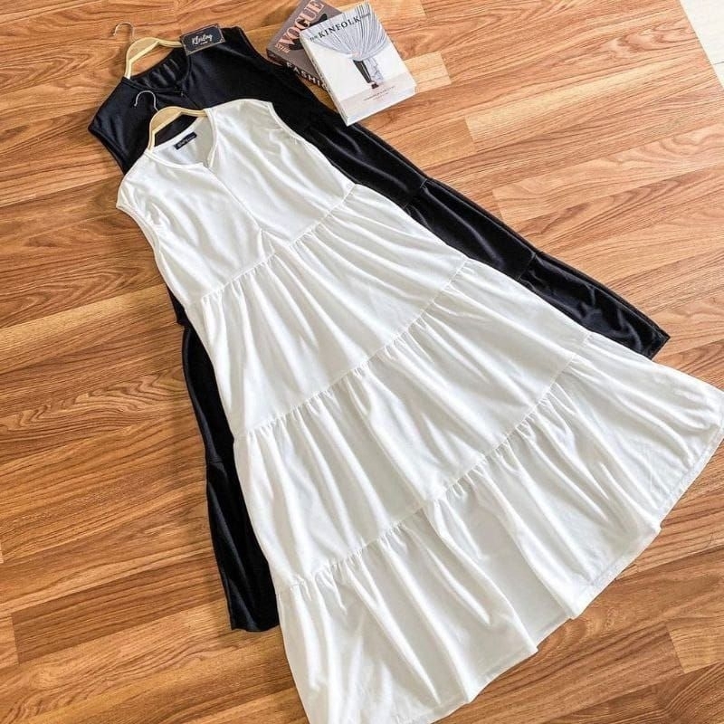 Inner Dress Susun Tanpa Lengan Busui Bahan Crinkle Airflow Terbaru