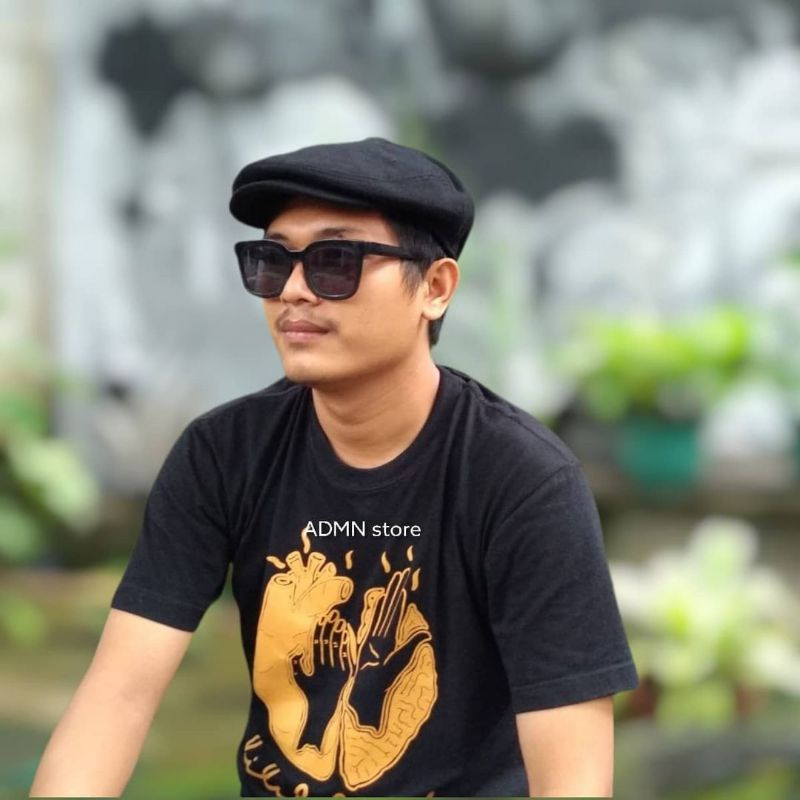 flatcap hitam / topi pet / topi patino / newsboy / topi seniman / painter hat