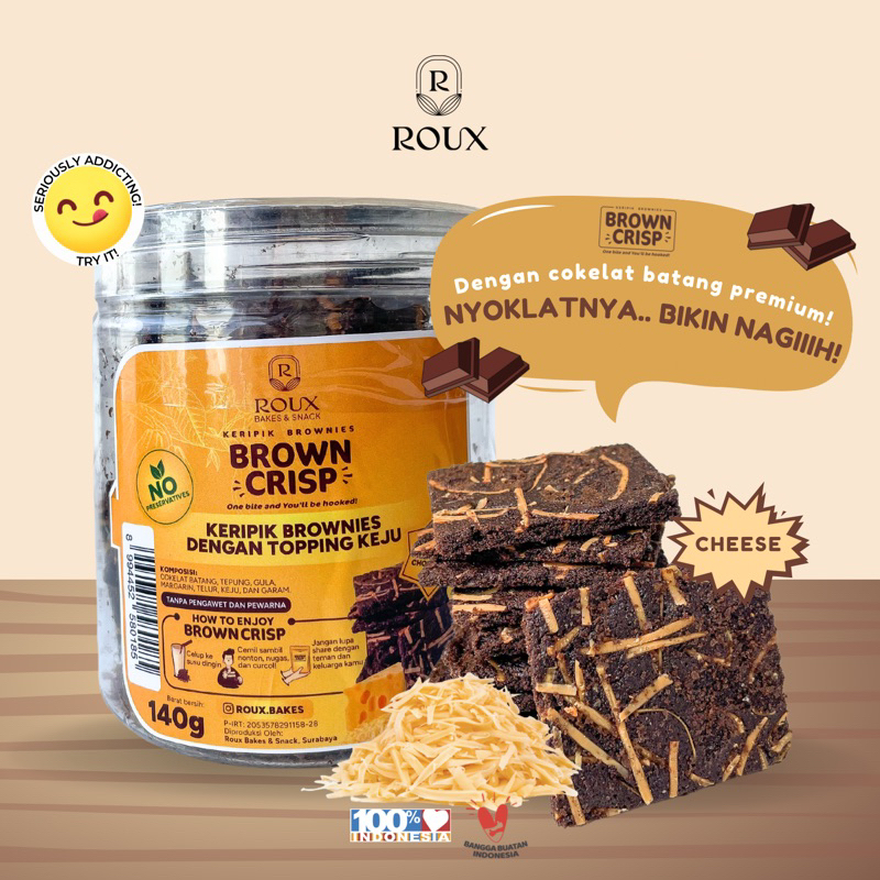 

BROWNCRISP KERIPIK BROWNIES PREMIUM TOPPING CHEESE TOPLES 600ml