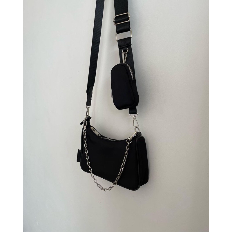 bisa COD Parra bag original by Kyo bag (dupe Prada) preloved tas hitam nylon parasut