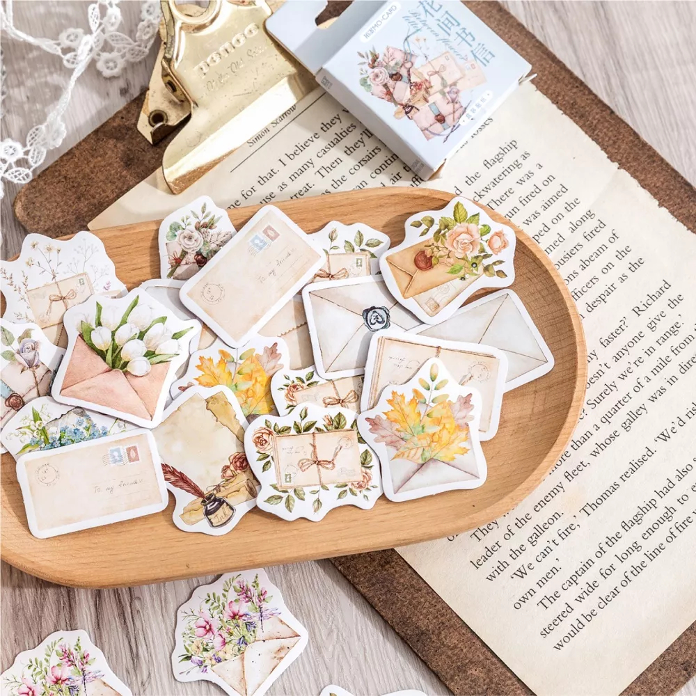 

4 pcs (lembar) aesthethic vintage envelope sticker / journaling kit / stiker amplop lucu / cute sticker