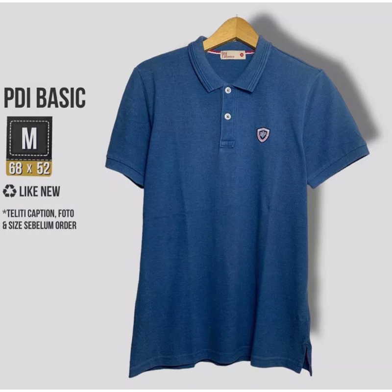 KAOS POLO PRIA PDI BASIC BIRU SIZE M
