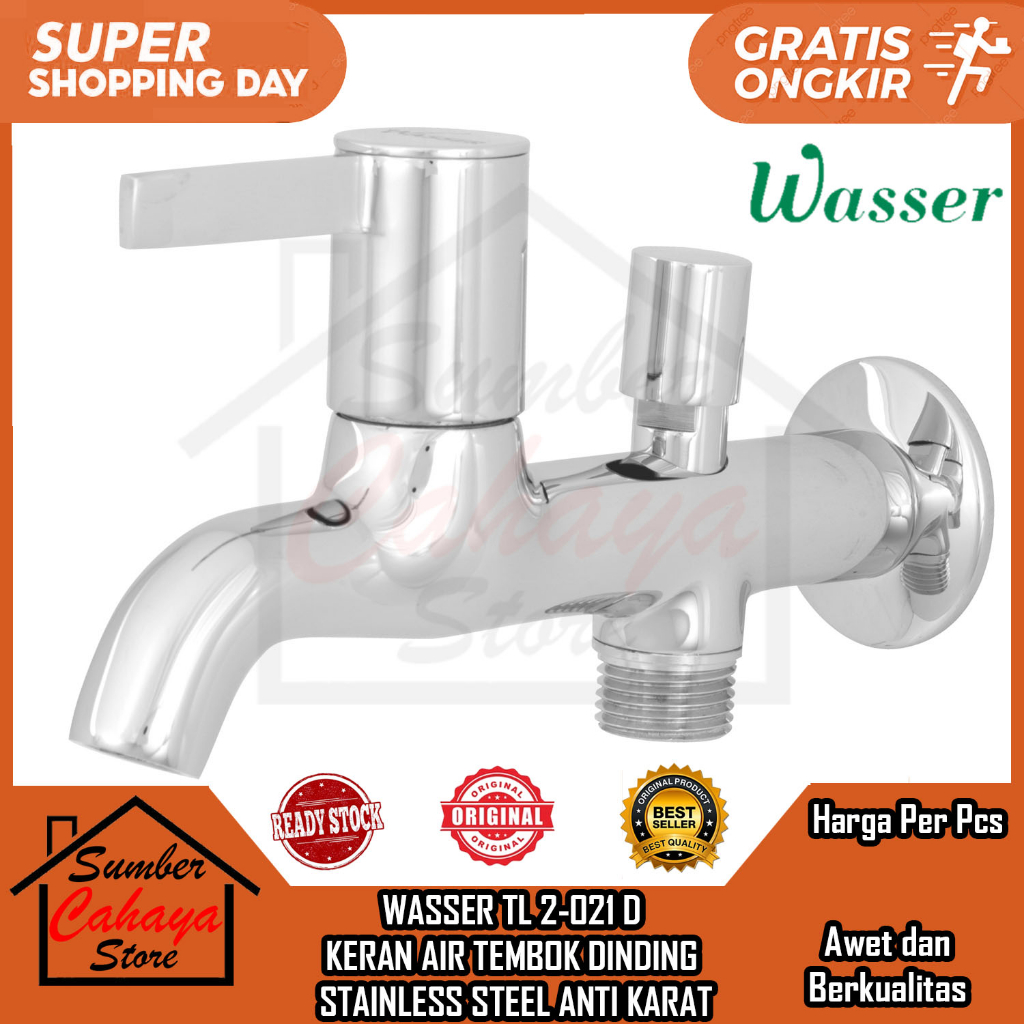WASSER TL 2-021 D KERAN AIR TEMBOK DINDING STAINLESS WASTAFEL BATH UP CUCI PIRING MANDI  DINDING DIN