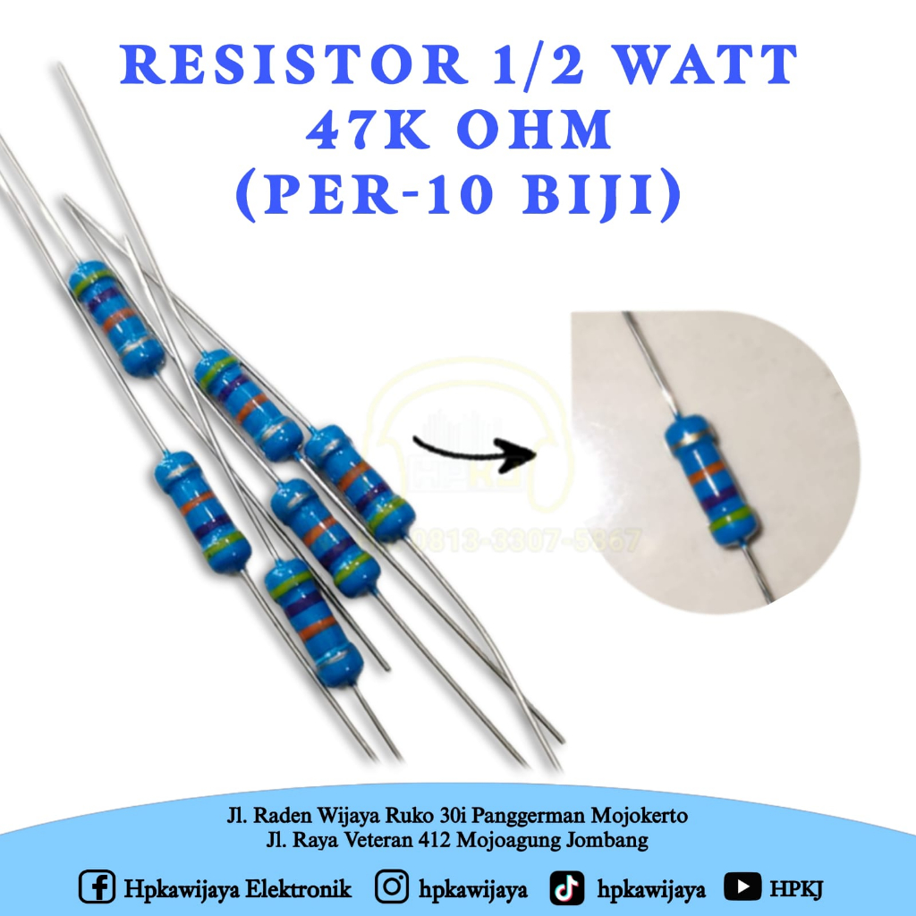 ( 45PCS ) RESISTOR 1/2 WATT 47K OHM 1/2watt 47k ohm R 1/2 watt