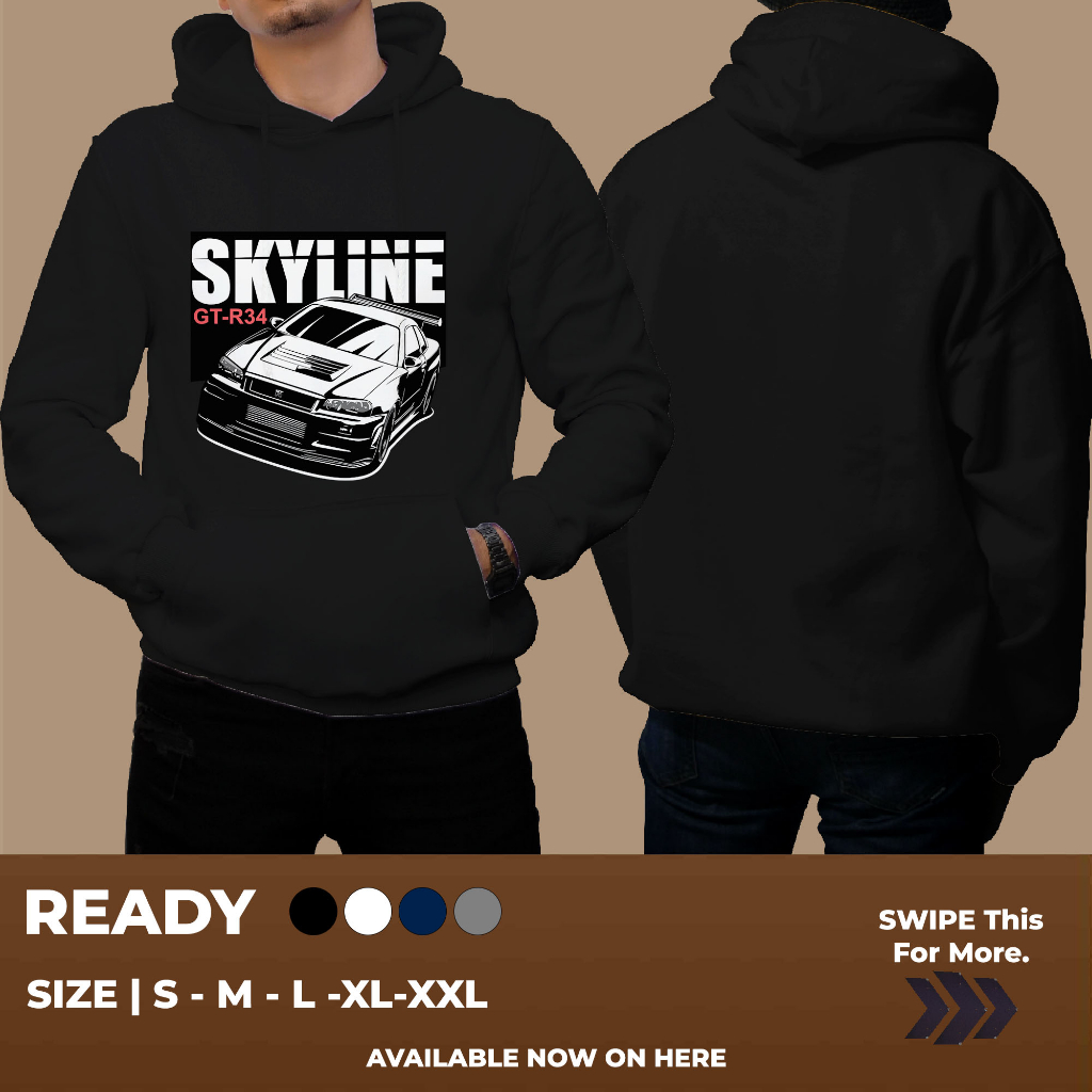 HOODIE SKYLINE GT-R34 KEREN BANGET UNTUK PRIA