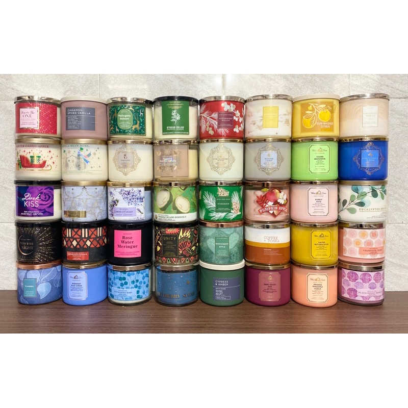 Bath and Body Works 3 Wick Candle/ BBW Candle/ Lilin BBW/ Eucalyptus Spearmint Candle/ Mahogany Teak