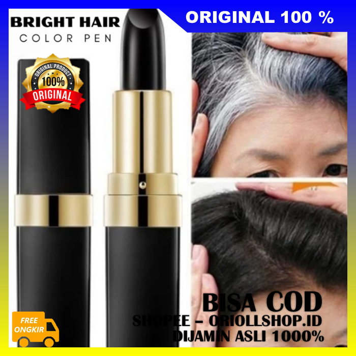 Lipstik Pewarna Rambut Uban / Semir Rambut Hitam Coklat / Color Pen 100% ASLI
