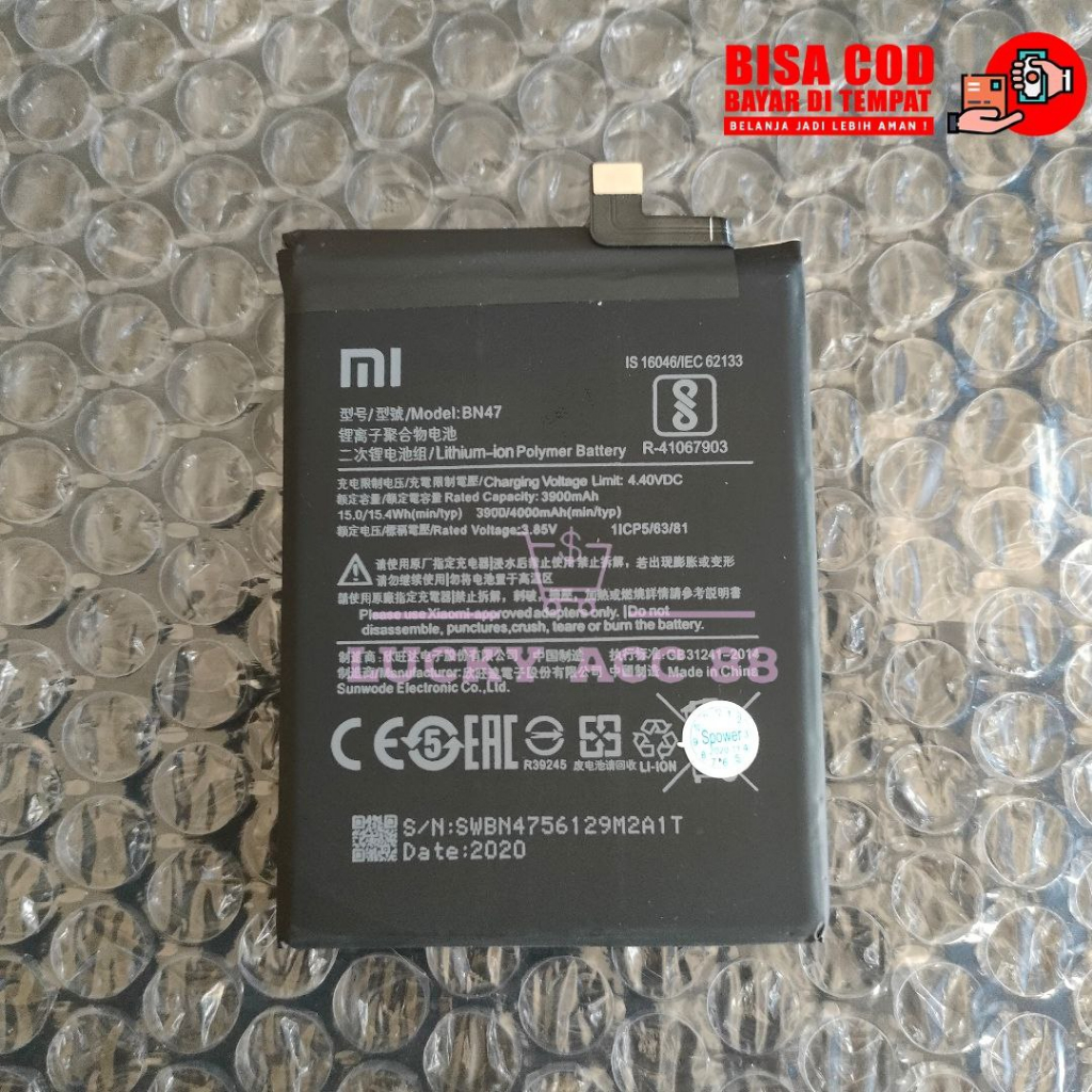 Batre Baterai Hp Xiaomi Redmi 6 Pro Model BN47 BN 47 Batrei Battery Tanam Xiomi Siomi