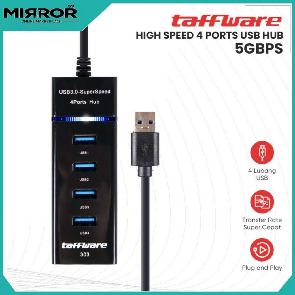 USB HUB 3.0 5Gbps USB 4 Port Di Laptop PC / Notebook / Komputer Plug and Play