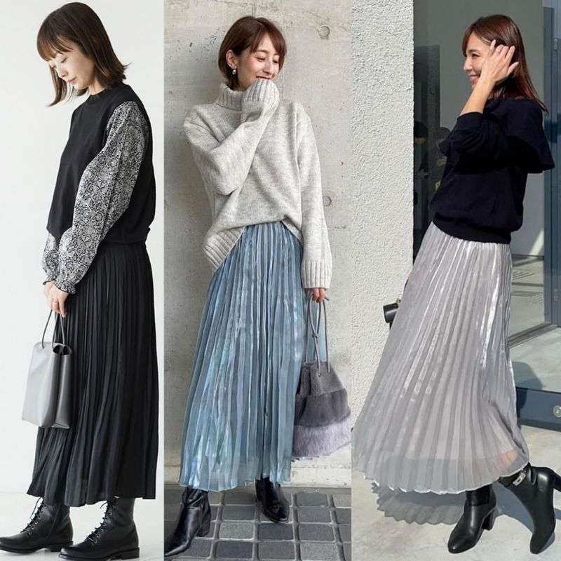 UNQ - Rok Wanita Plisket / Uniqlo Shimmer Pleats Skirt