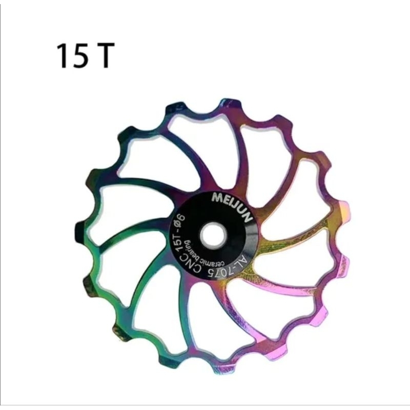 Meijun Pulley Ceramic RD 15T Bearing Ceramic Pulley RD Sepeda Rainbow