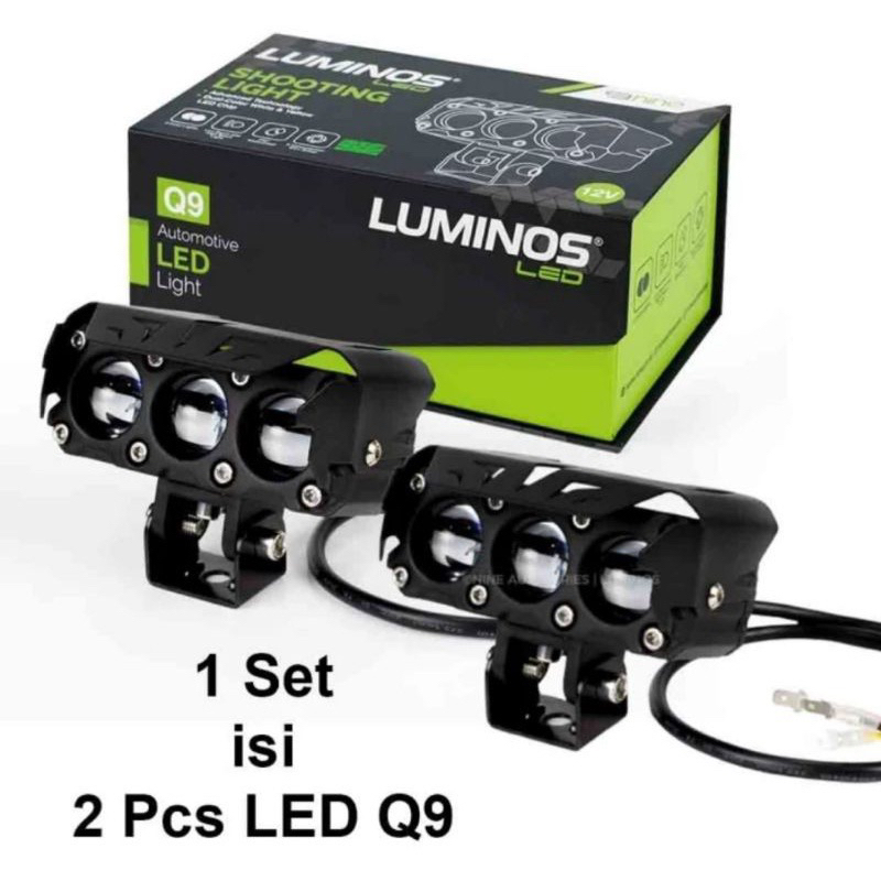 LAMPU LED TEMBAK LASER SQL 3 MATA NINE LUMINOS HJG Q9 Hi LOW MOBIL MOTOR 2 WARNA SUPER TERANG