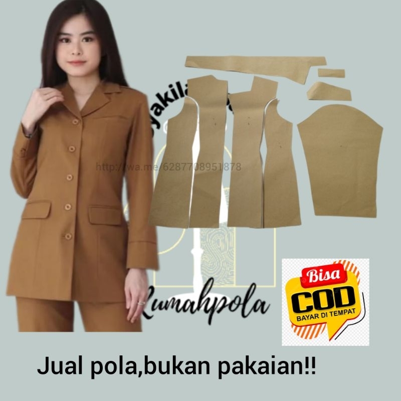 (pola instan)Pola Baju Dinas Wanita Dewasa