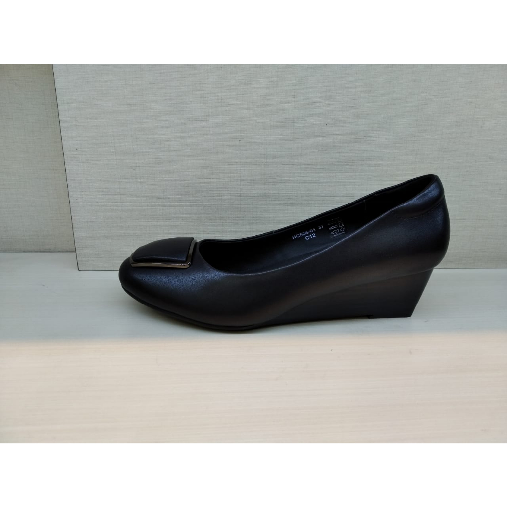 ANW03 ANDREW SEPATU WEDGES WANITA ORIGINAL KULIT ASLI TERBARU HITAM