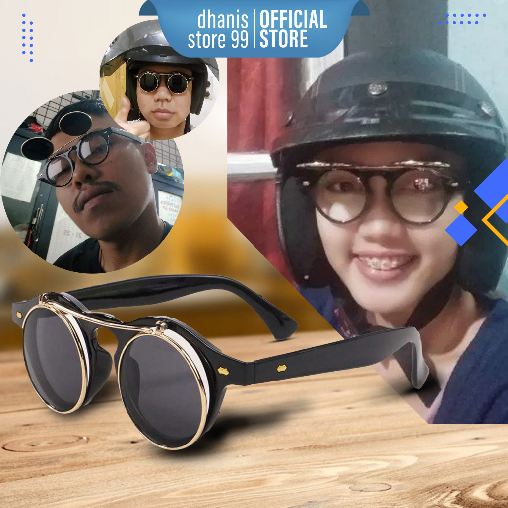 Kacamata Bulet Boboho Hitam Buka Tutup Boshlm Kaca Mata Dewasa Pria Anak Model Gojo John Lennon Uje 